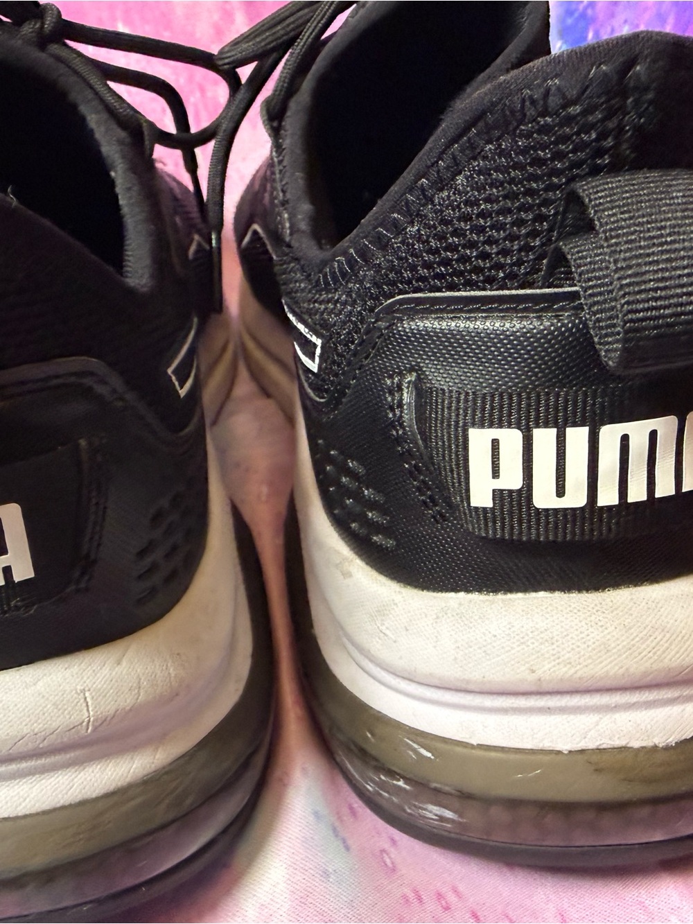 Puma Black Athletic Mesh Sneakers with White Accents - Picture 8 of 9